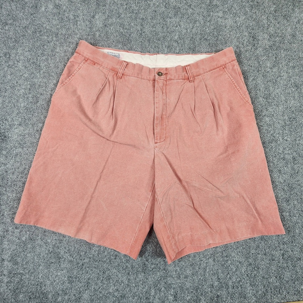 Murray's Toggery Shop Nantucket Reds Mens Pleated Cotton Shorts Salmon Pink 36